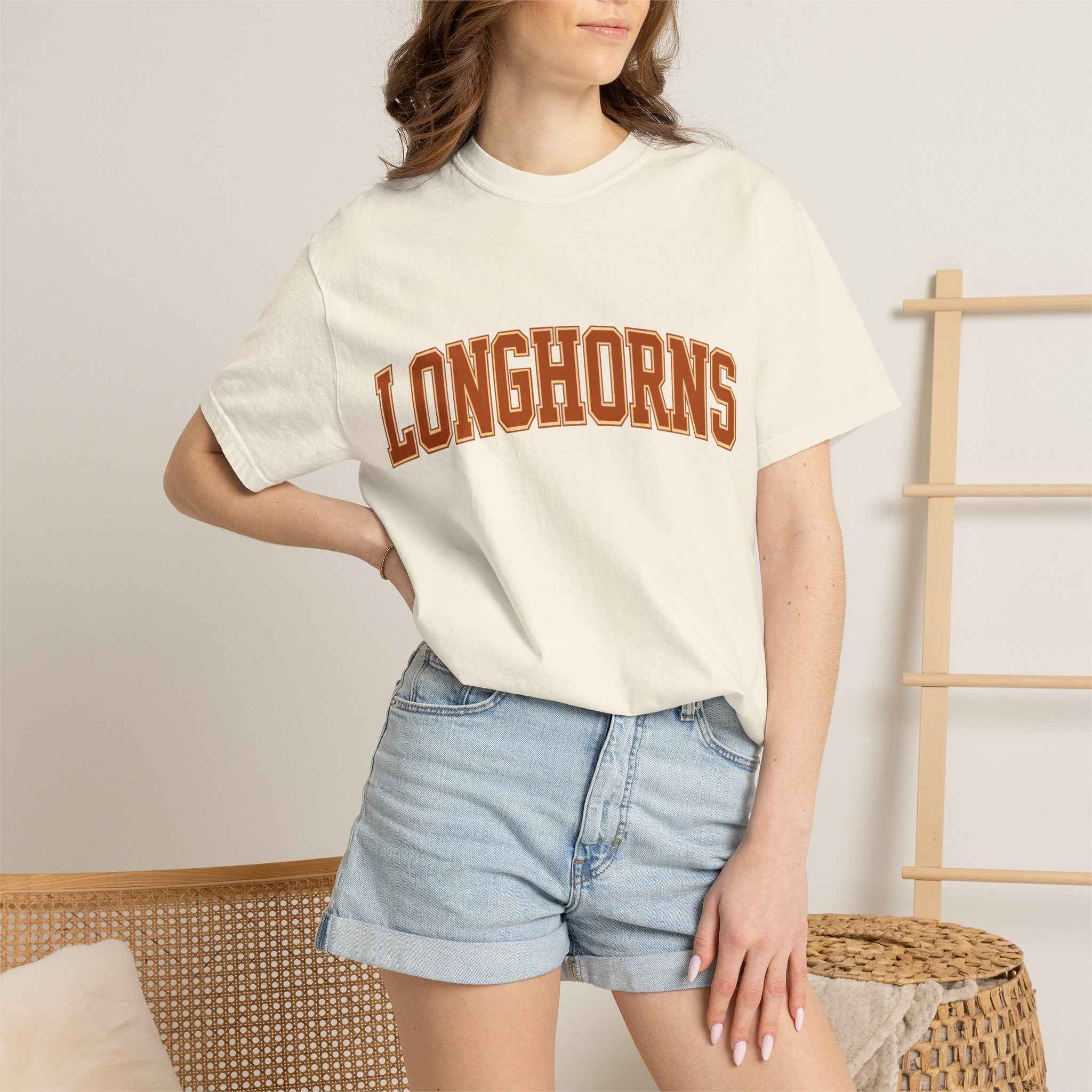 Longhorns Arch Logo T-Shirt — Retro Collegiate Crew Tee