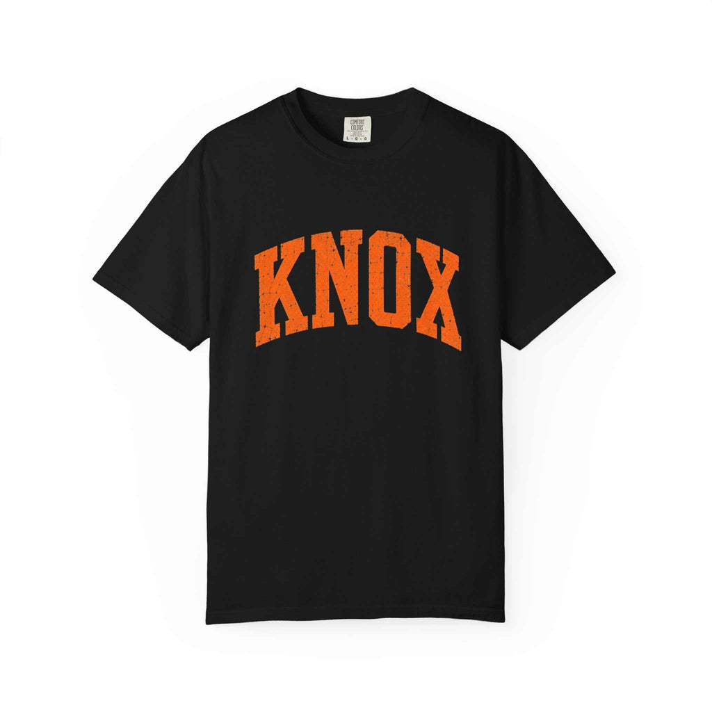 Knox Distressed Arch Logo T-Shirt — Vintage Garment-Dyed Campus Tee