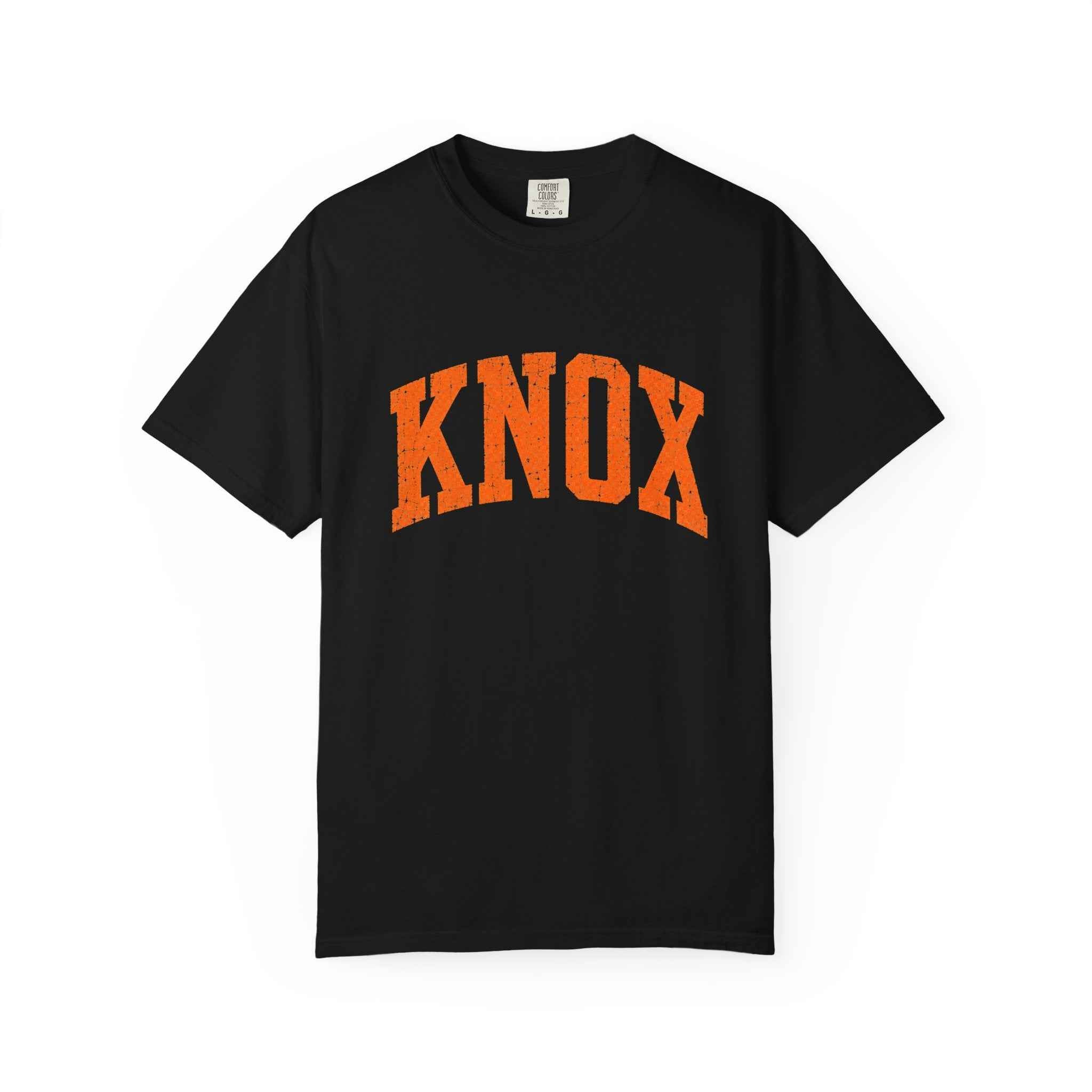 Knox Distressed Arch Logo T-Shirt — Vintage Garment-Dyed Campus Tee