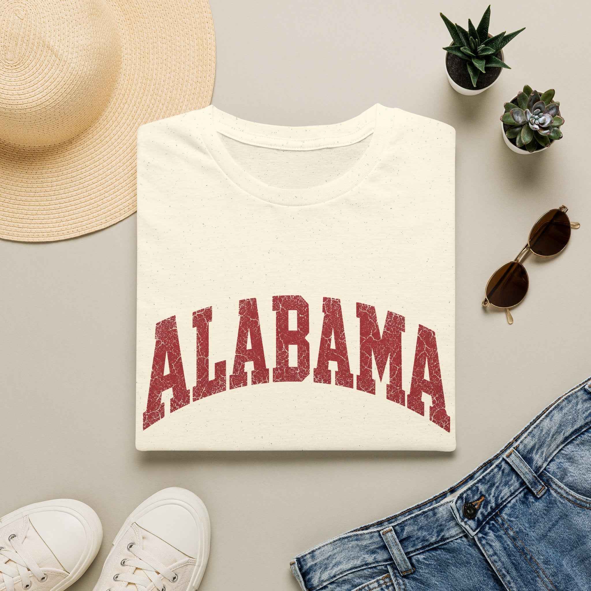 Alabama Vintage Varsity Graphic Tee | Unisex Oversized College Style Shirt