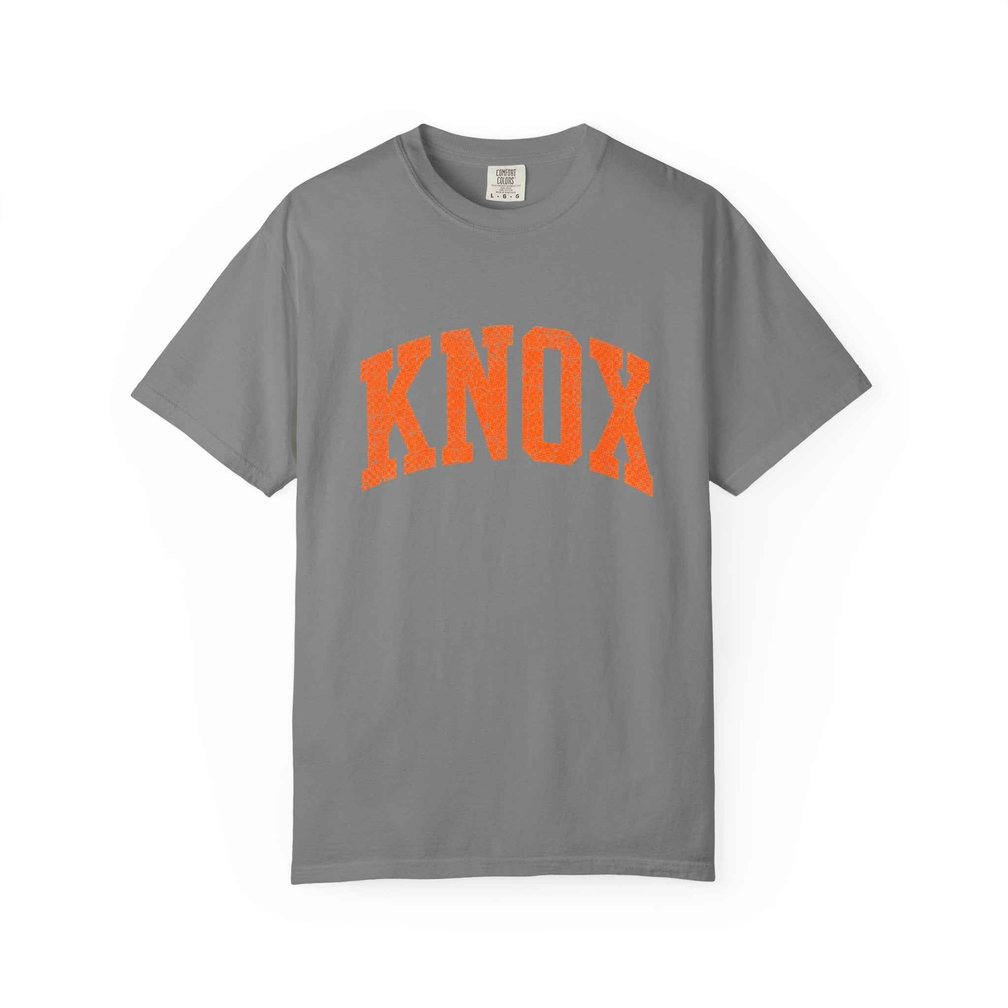 Knox Distressed Arch Logo T-Shirt — Vintage Garment-Dyed Campus Tee