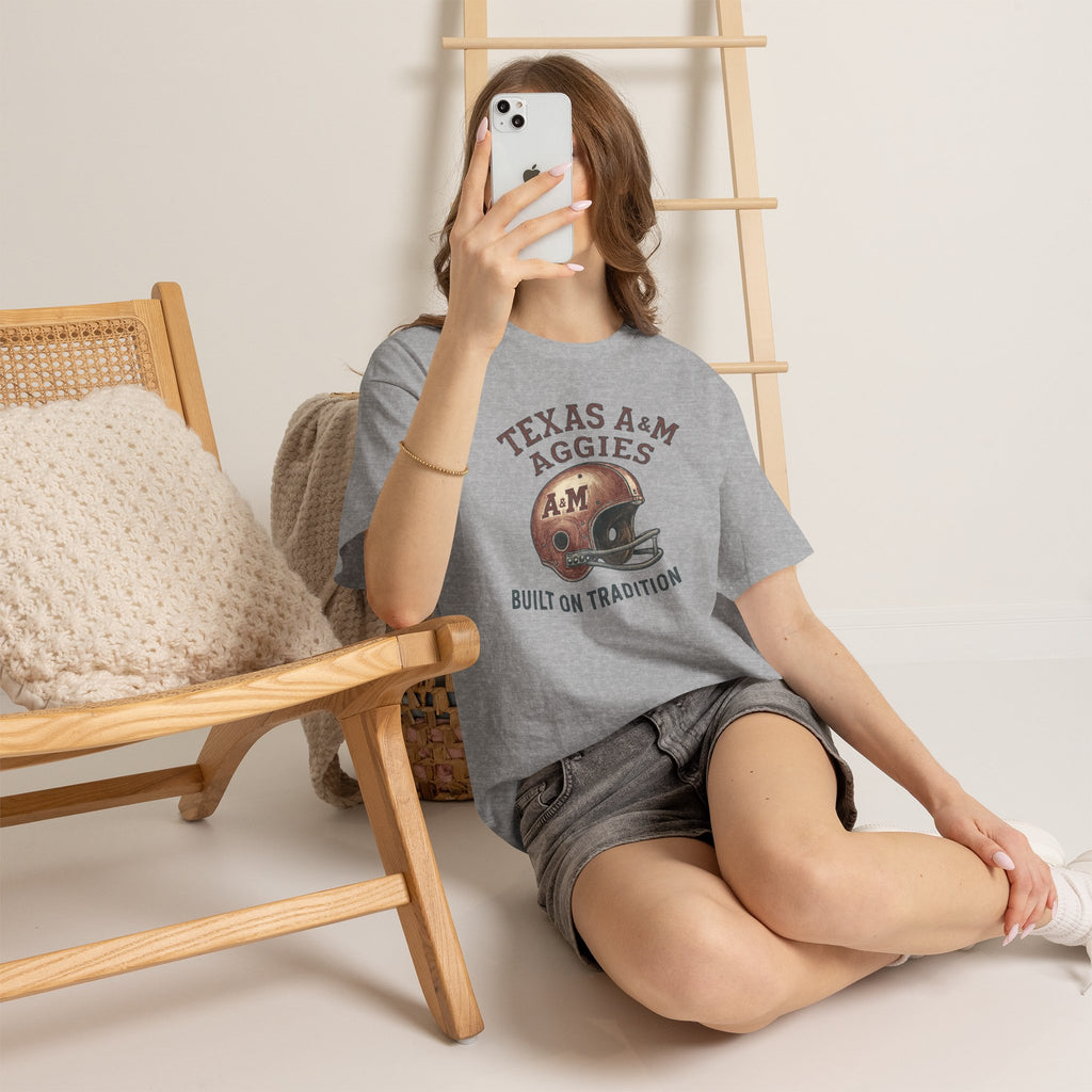 Texas A&M Aggies "Built on Tradition" T-Shirt — Vintage Football Game Day Tee