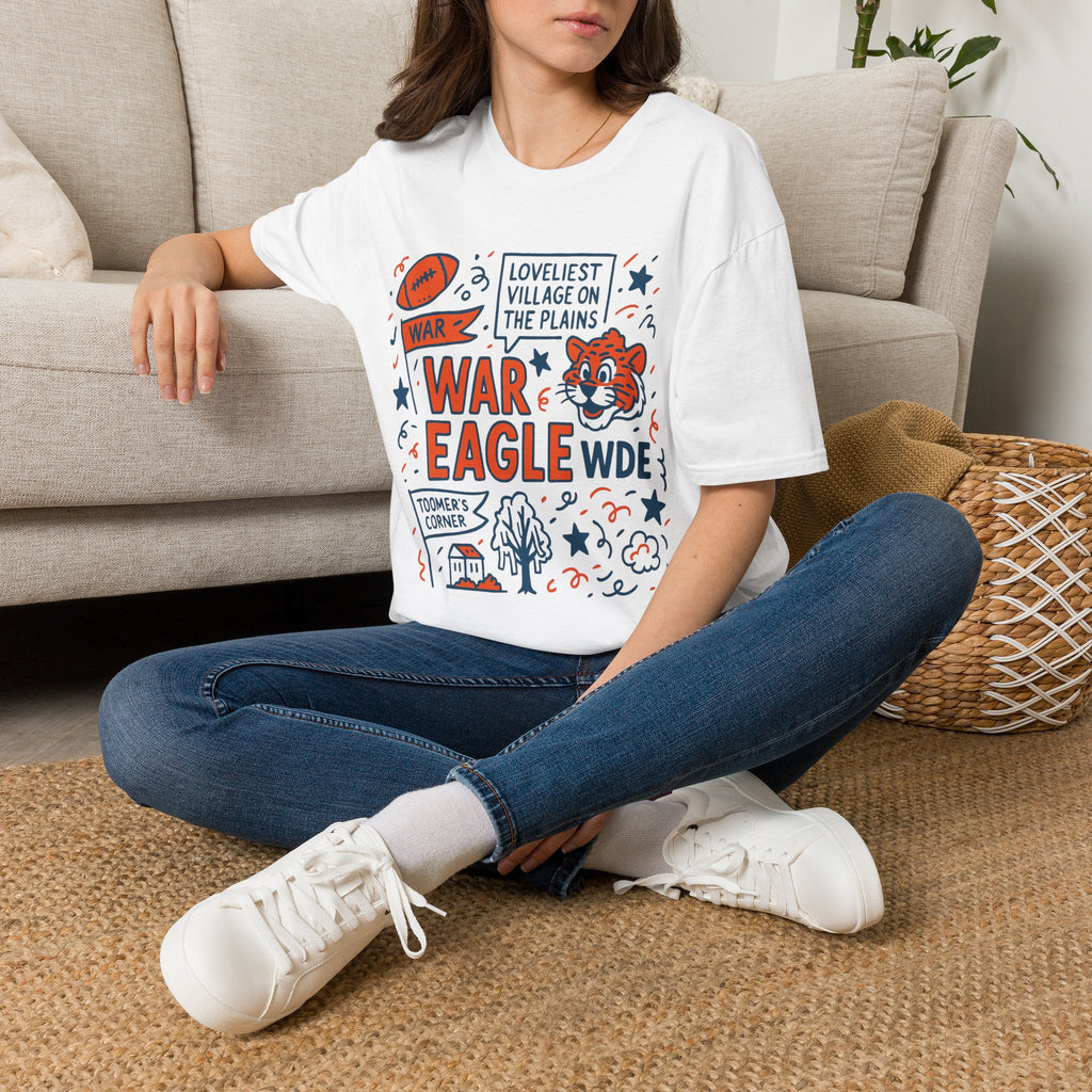 War Eagle Vintage Tiger Football T-Shirt — 'Loveliest Village on the Plains' Graphic Tee