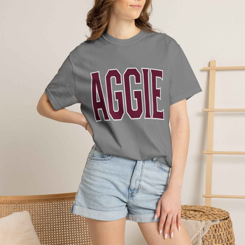 Aggie Collegiate T-Shirt — Classic Maroon School Spirit Tee