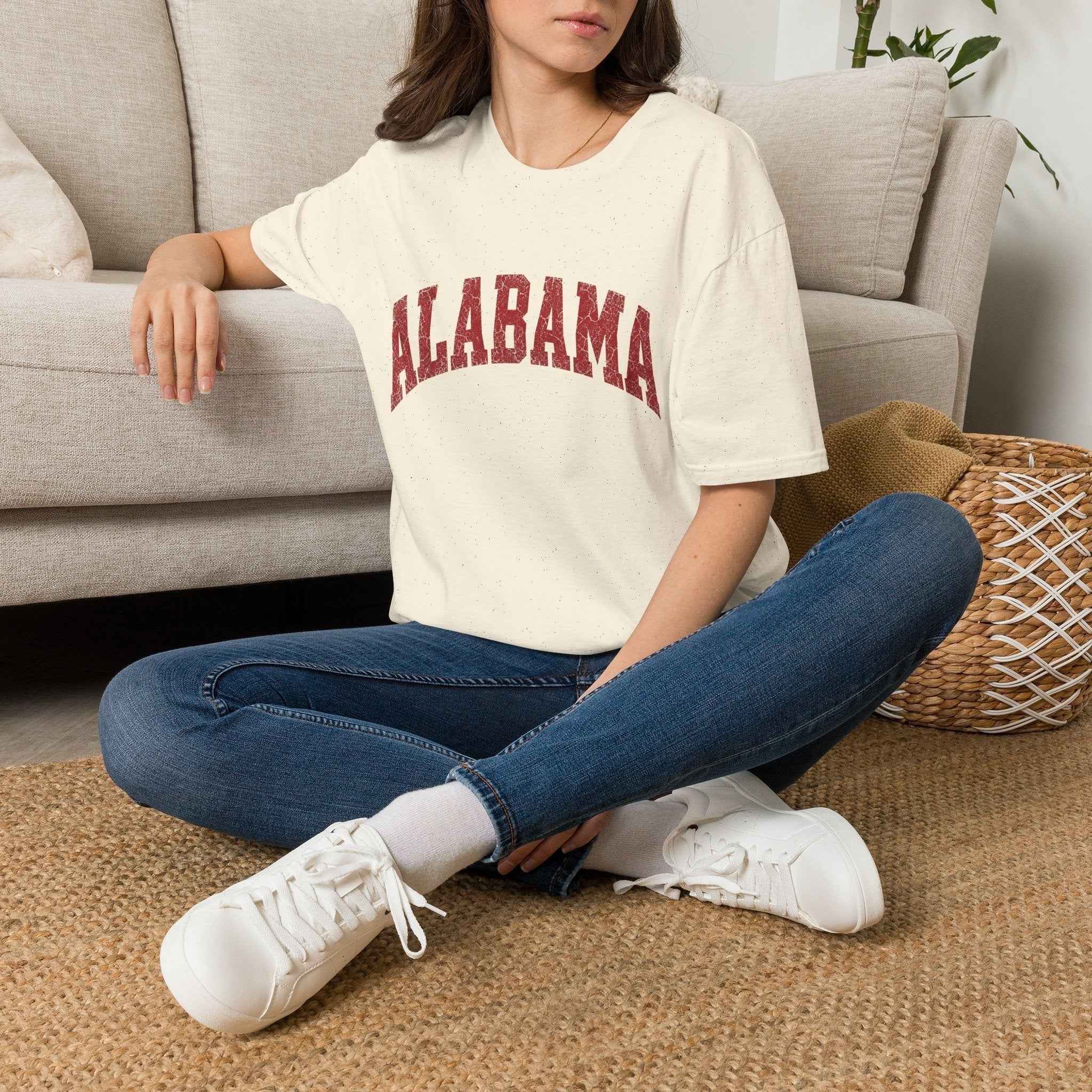Alabama Vintage Varsity Graphic Tee | Unisex Oversized College Style Shirt