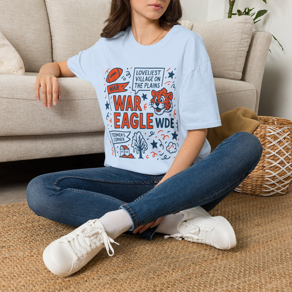 War Eagle Vintage Tiger Football T-Shirt — 'Loveliest Village on the Plains' Graphic Tee