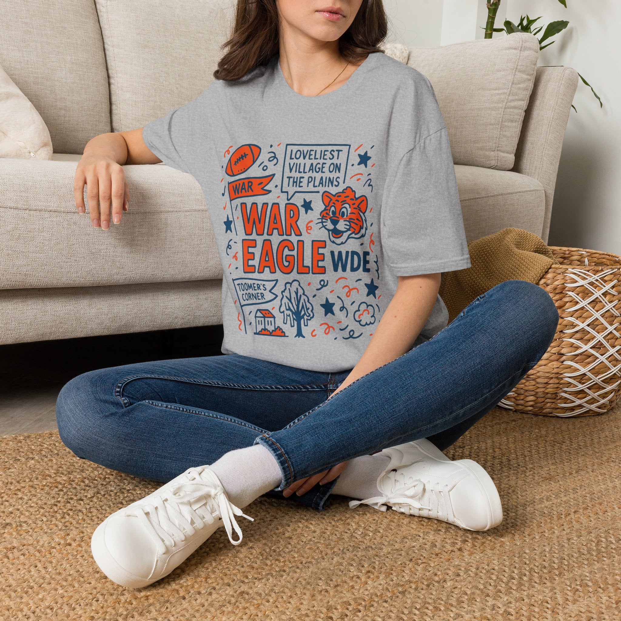 War Eagle Vintage Tiger Football T-Shirt — 'Loveliest Village on the Plains' Graphic Tee