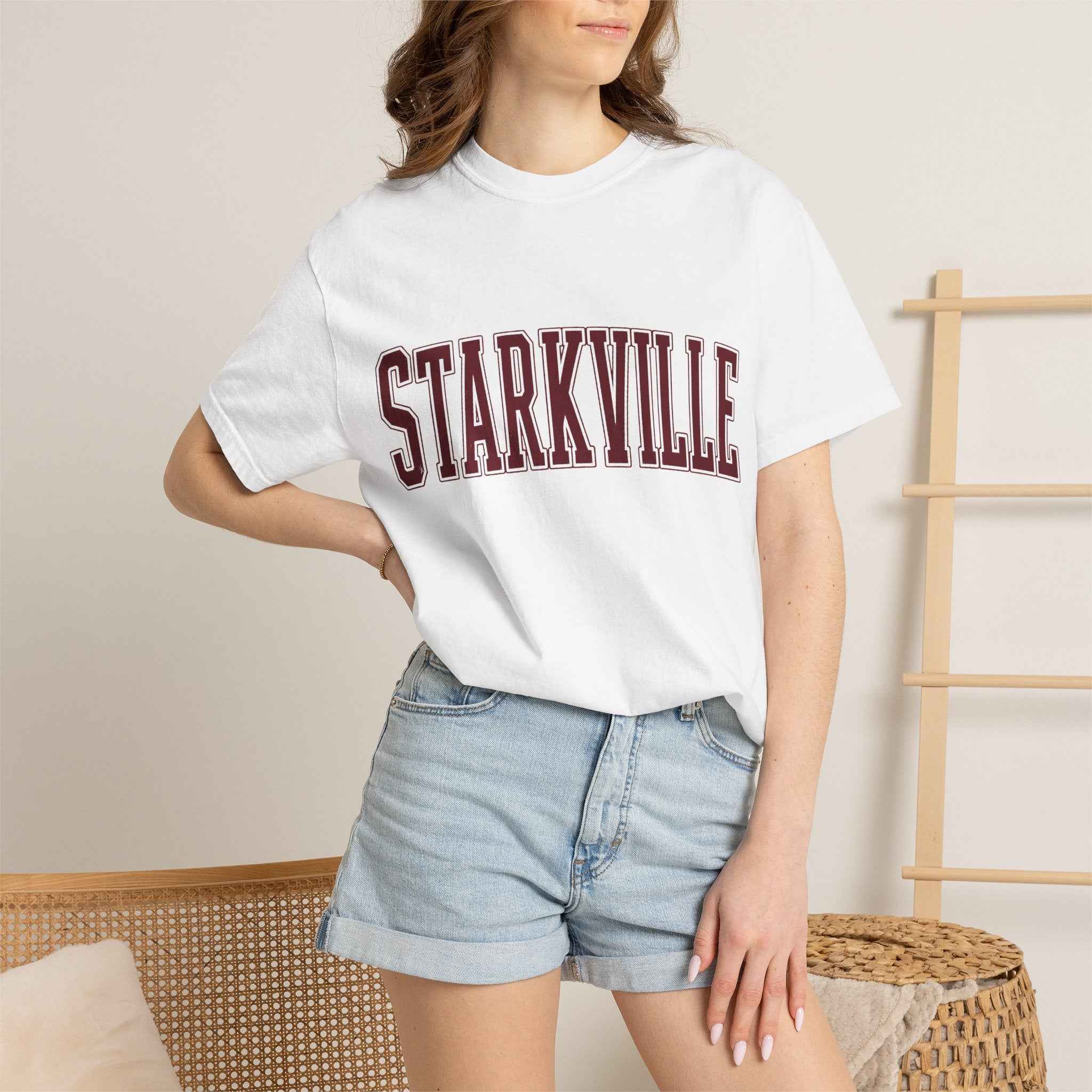 Starkville Collegiate Garment-Dyed T-Shirt — Vintage Arc Lettering Tee
