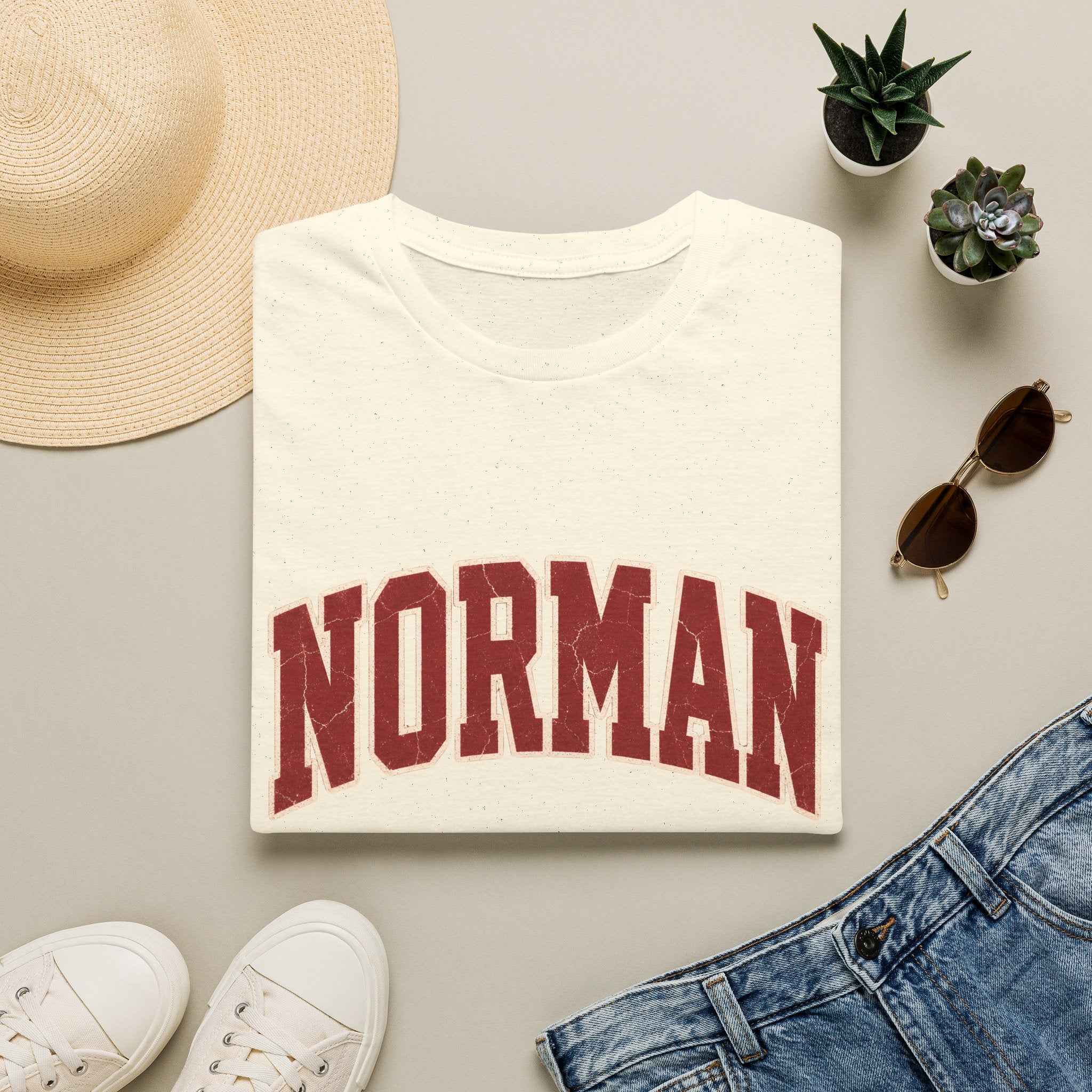 Norman Distressed College Town Tee Softstyle T-Shirt
