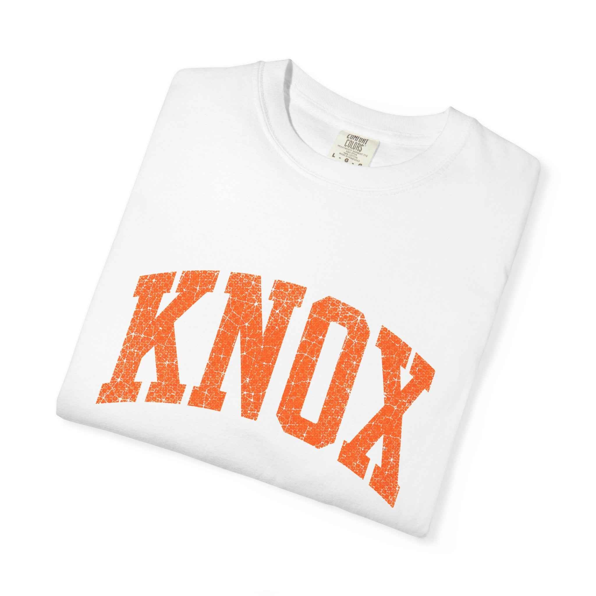 Knox Distressed Arch Logo T-Shirt — Vintage Garment-Dyed Campus Tee
