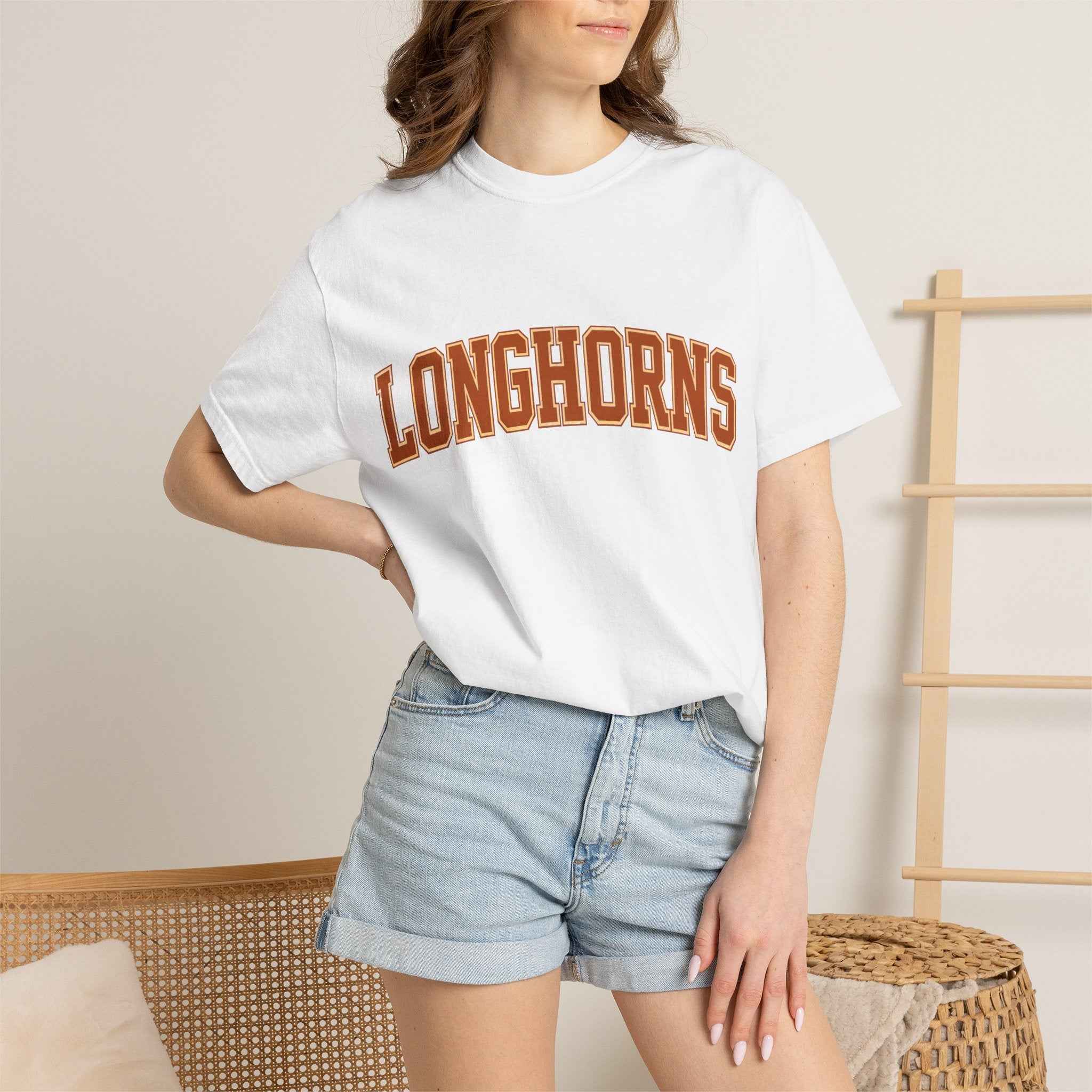 Longhorns Arch Logo T-Shirt — Retro Collegiate Crew Tee