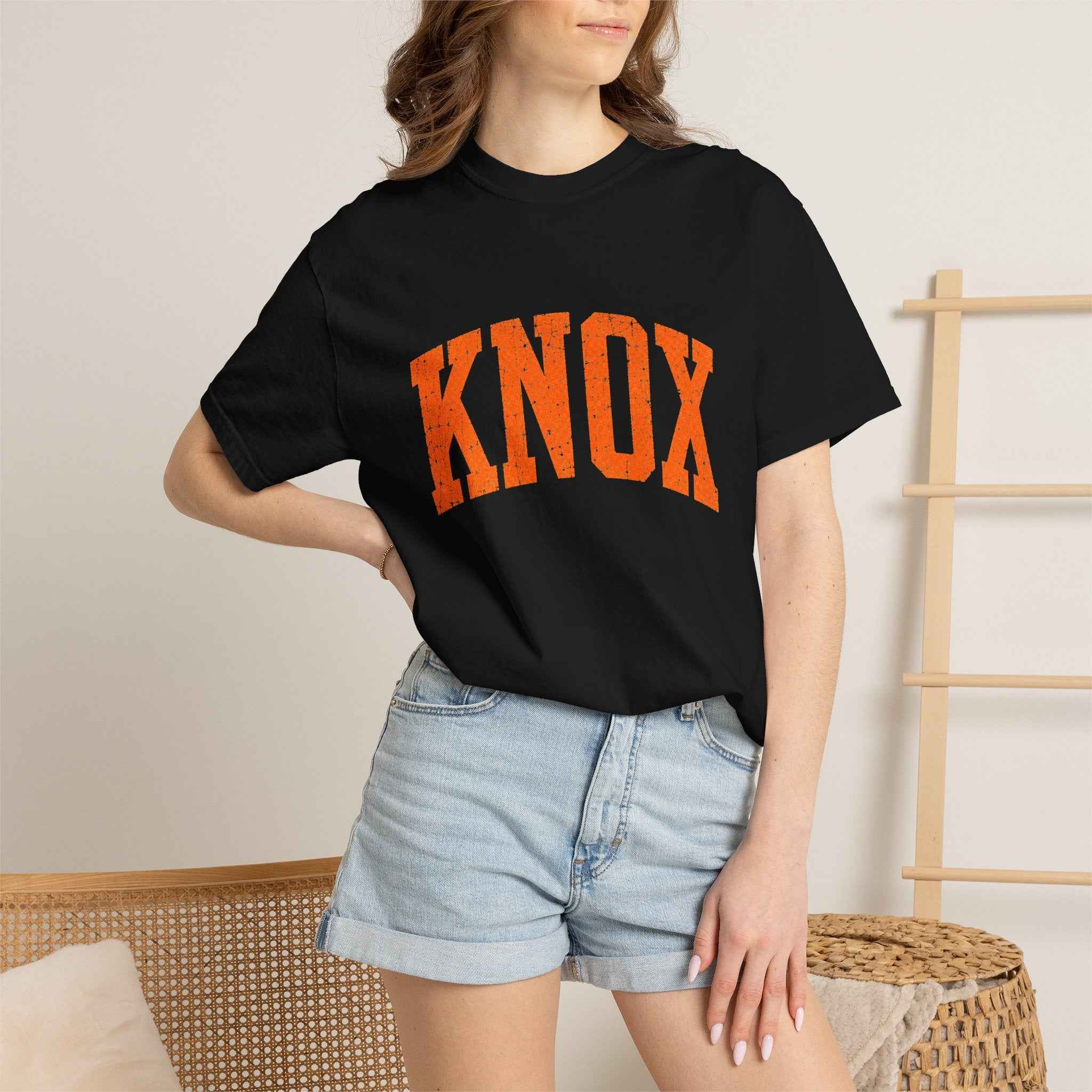 Knox Distressed Arch Logo T-Shirt — Vintage Garment-Dyed Campus Tee