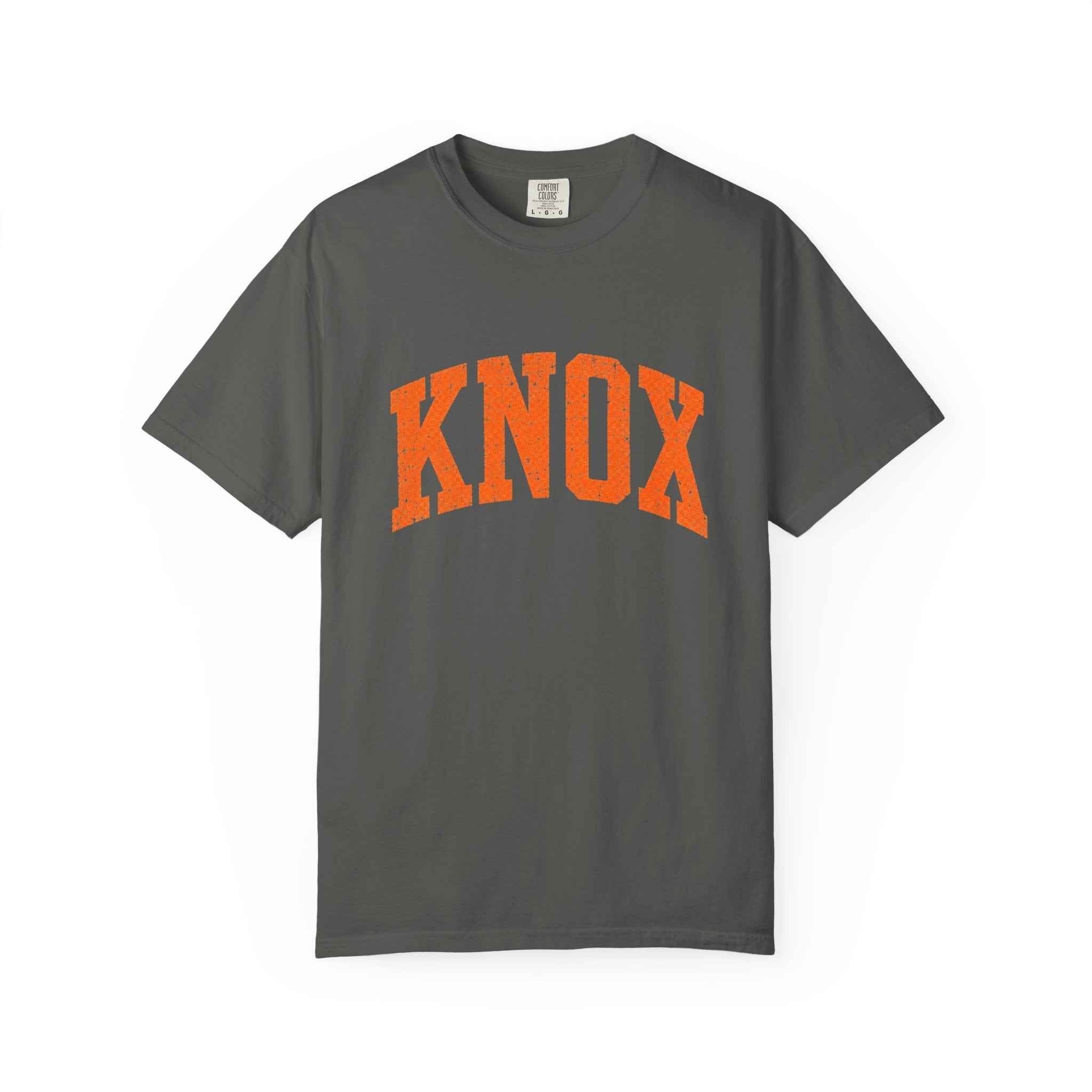 Knox Distressed Arch Logo T-Shirt — Vintage Garment-Dyed Campus Tee