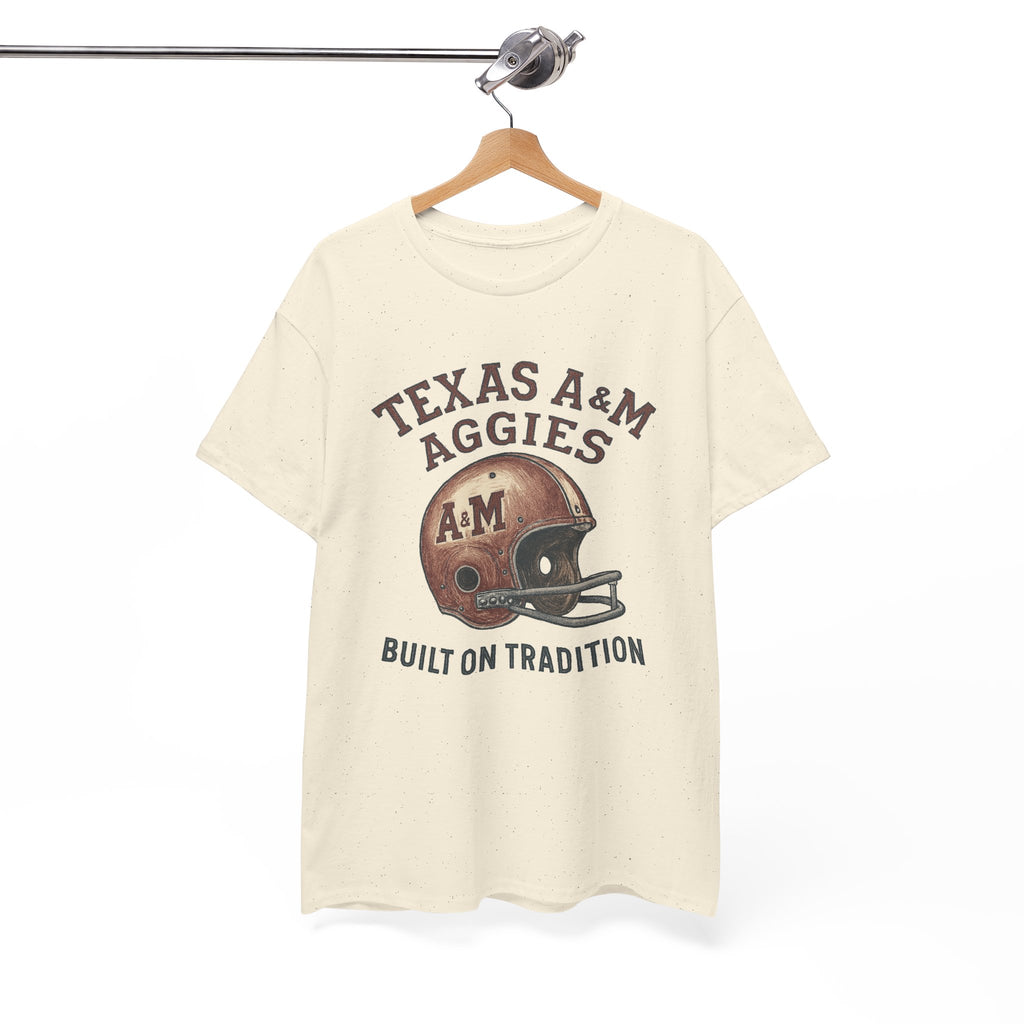 Texas A&M Aggies "Built on Tradition" T-Shirt — Vintage Football Game Day Tee