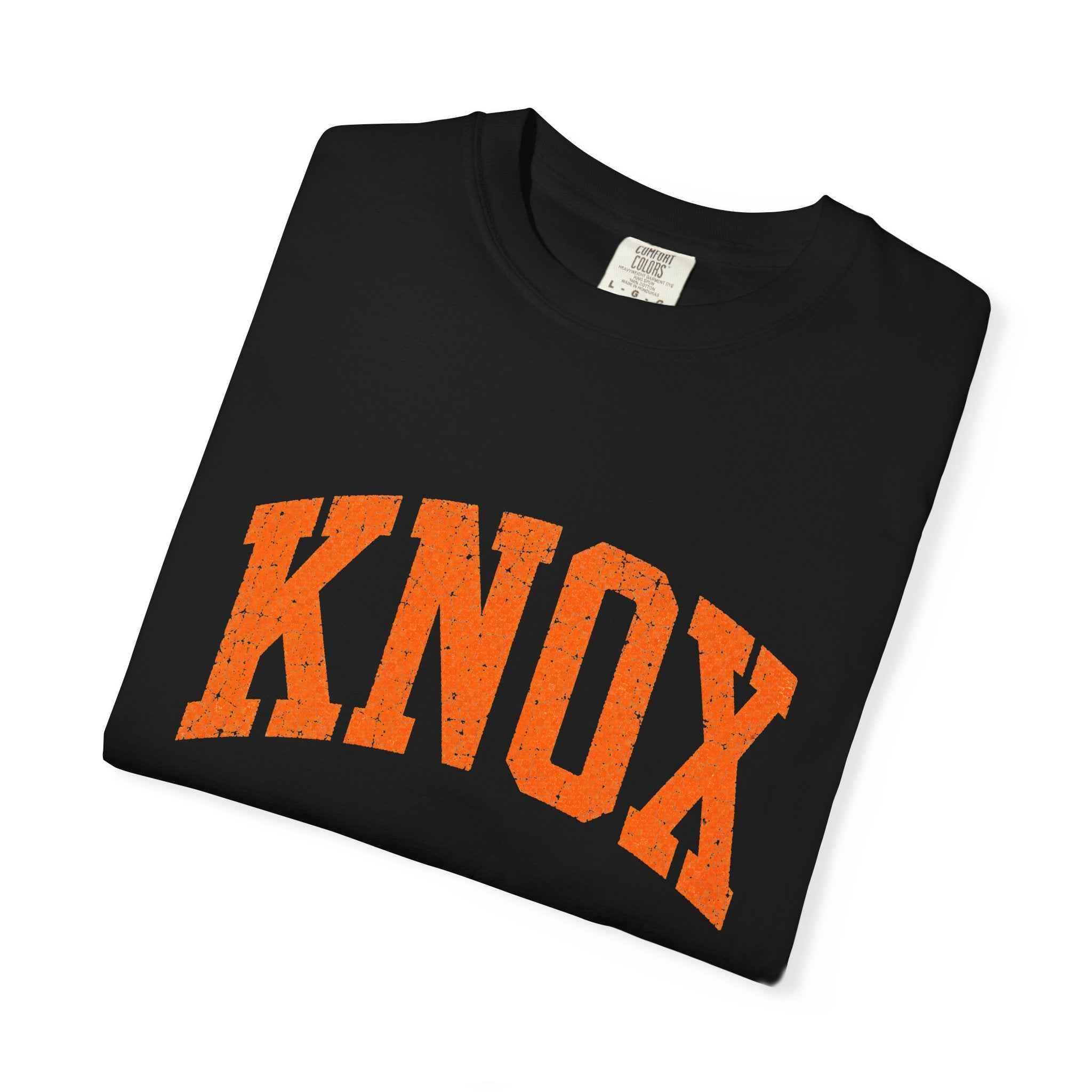 Knox Distressed Arch Logo T-Shirt — Vintage Garment-Dyed Campus Tee
