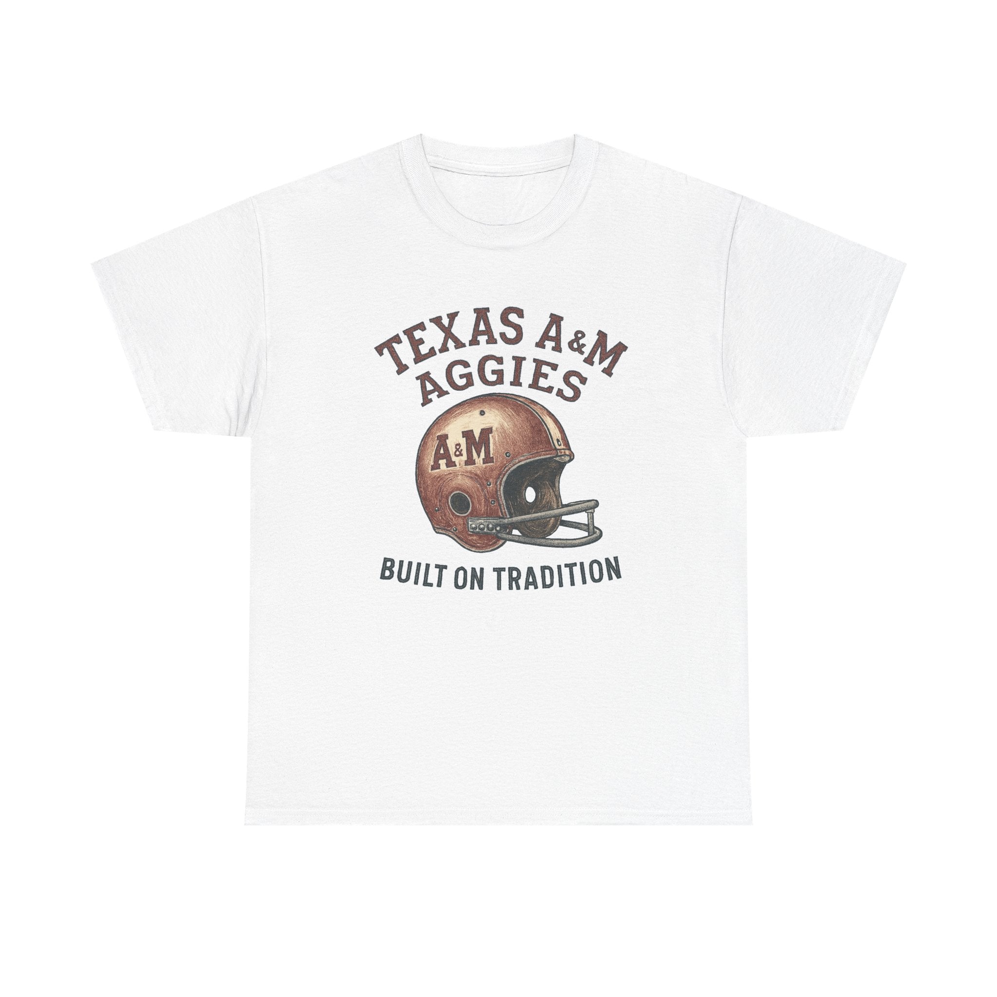 Texas A&M Aggies "Built on Tradition" T-Shirt — Vintage Football Game Day Tee