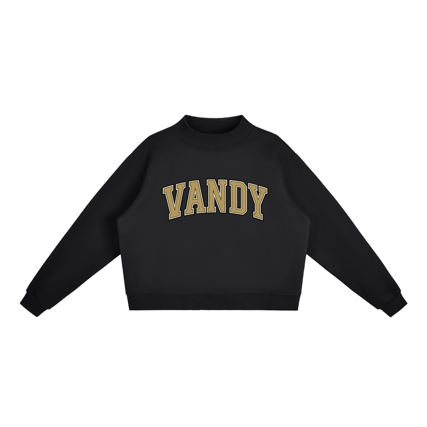 Vandy Varsity Shirt • Distressed Retro Typography  Essential Fleece Mock-Neck Crew Sweatshirt - Print Ready Design Co.