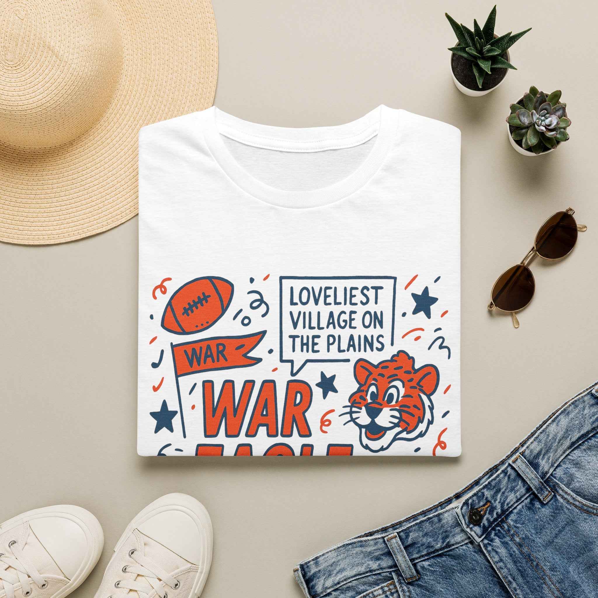 War Eagle Vintage Tiger Football T-Shirt — 'Loveliest Village on the Plains' Graphic Tee