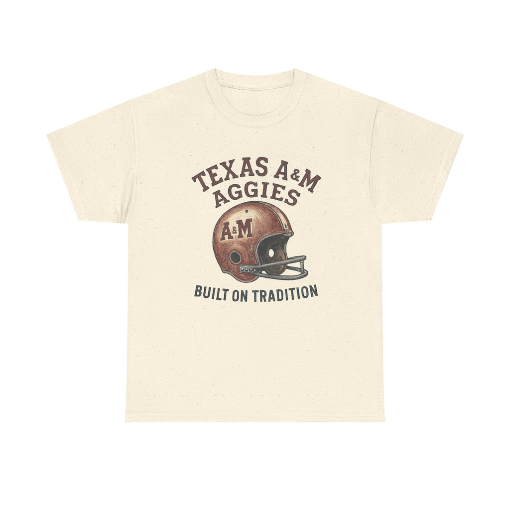Texas A&M Aggies "Built on Tradition" T-Shirt — Vintage Football Game Day Tee