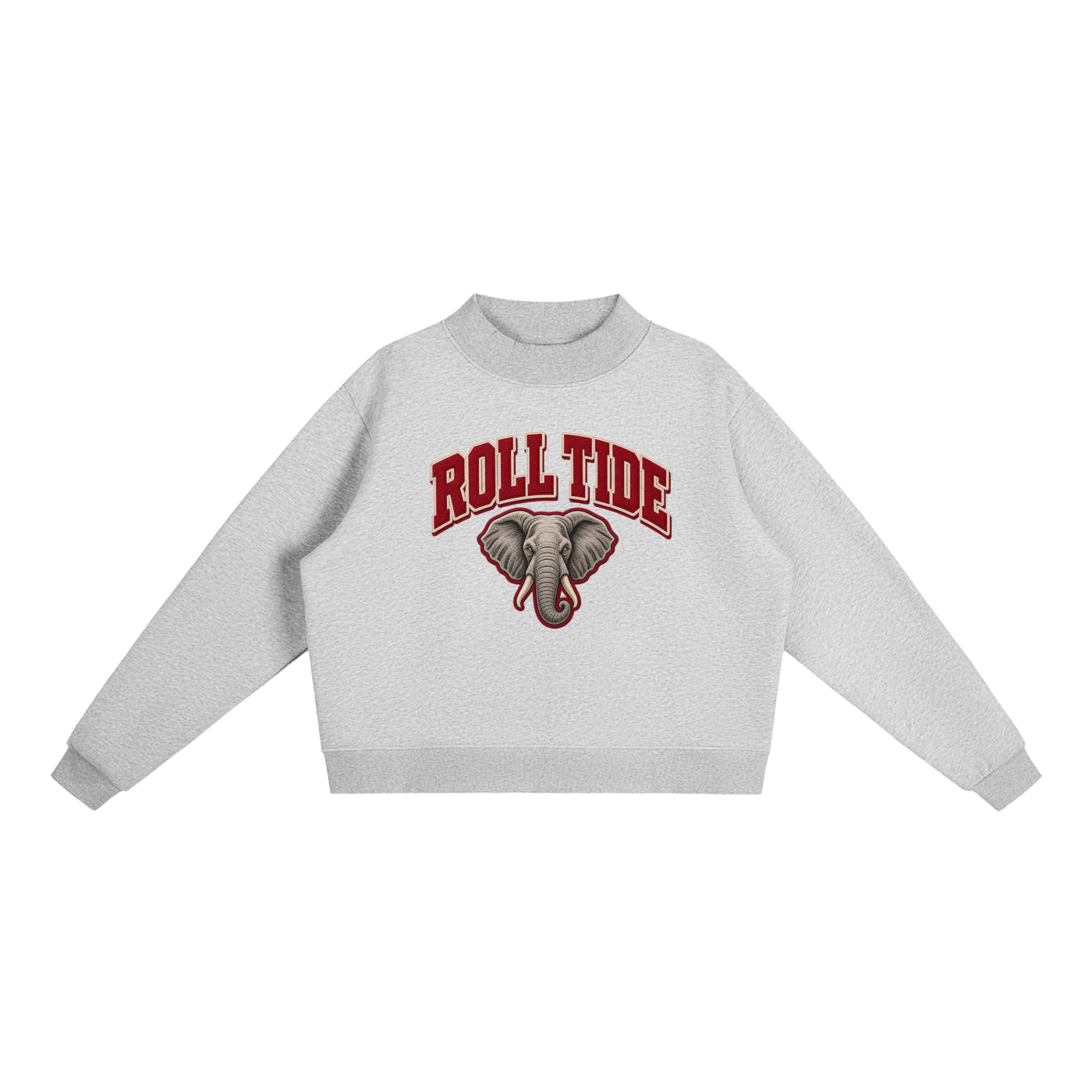 Roll Tide Sweatshirt – Alabama Crimson Tide Elephant Crewneck | Vintage Collegiate UA Apparel | Game Day Outfit | Bama Football Spirit Wear Fleece Mock-Neck Crew Sweatshirt - Print Ready Design Co.
