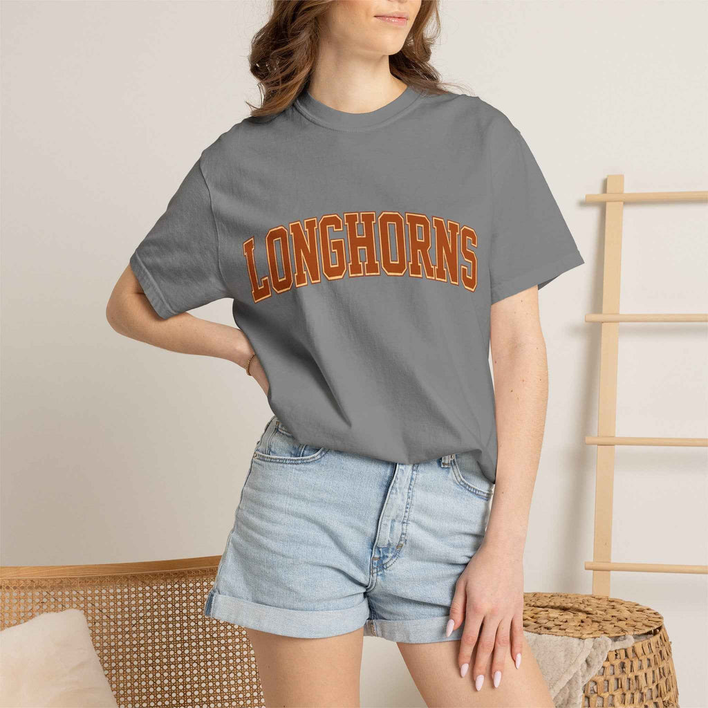 Longhorns Arch Logo T-Shirt — Retro Collegiate Crew Tee
