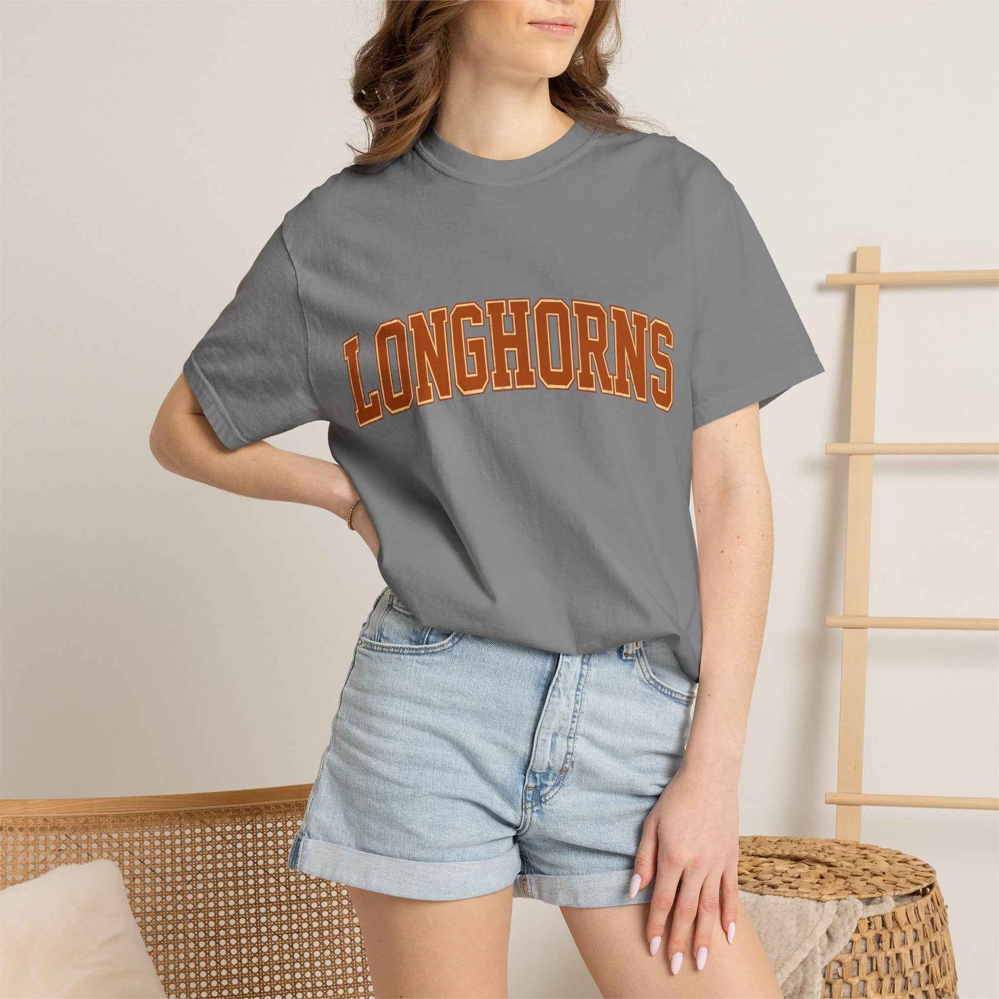 Longhorns Arch Logo T-Shirt — Retro Collegiate Crew Tee