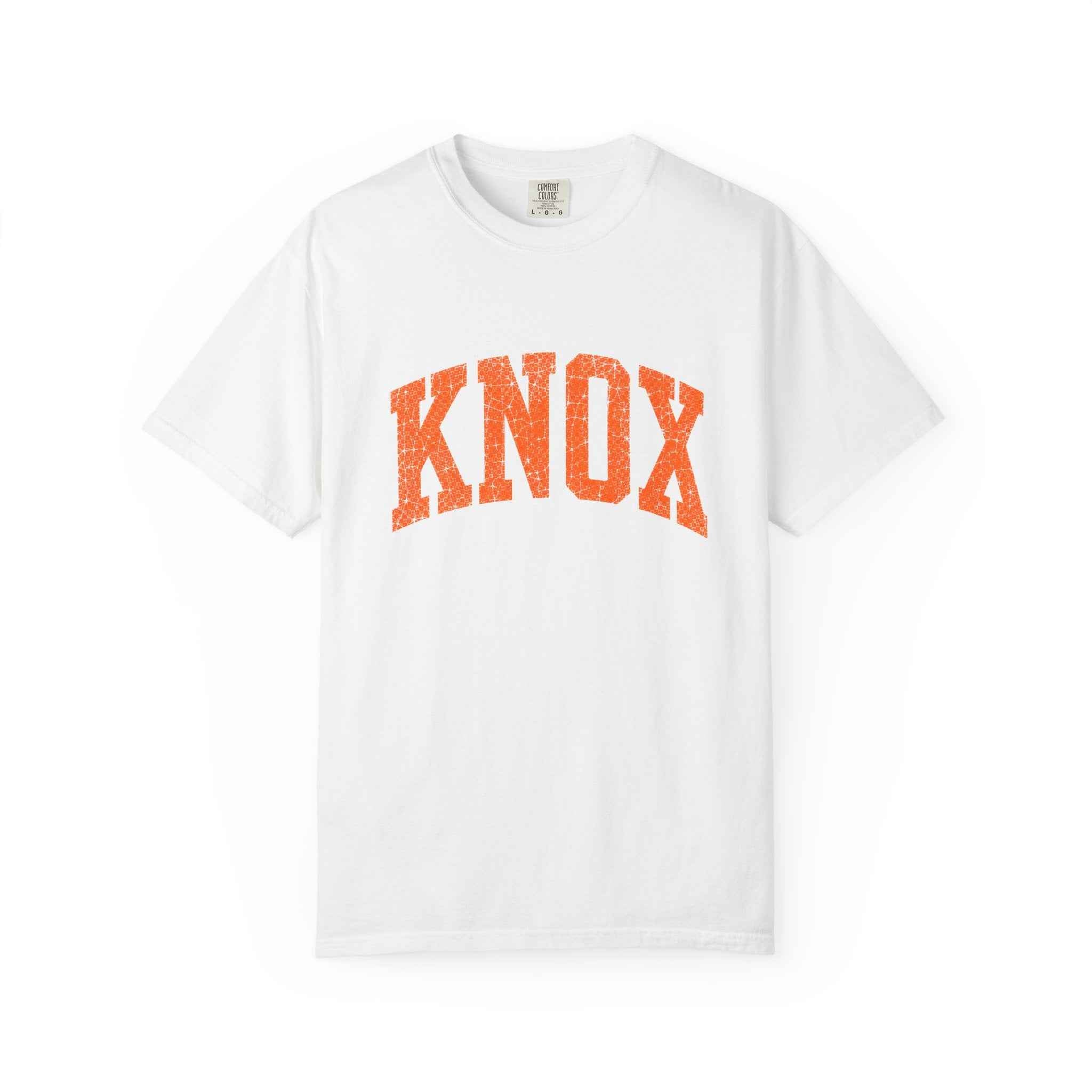 Knox Distressed Arch Logo T-Shirt — Vintage Garment-Dyed Campus Tee