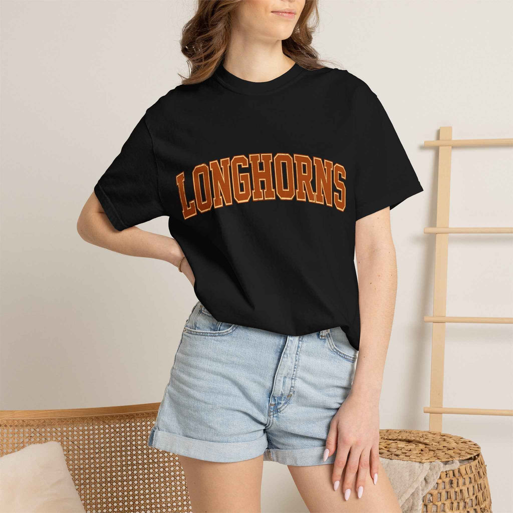 Longhorns Arch Logo T-Shirt — Retro Collegiate Crew Tee