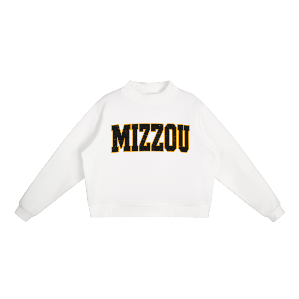 Mizzou Varsity Shirt Distressed Retro Typography Tee Mock Neck Sweatshirt - Print Ready Design Co.