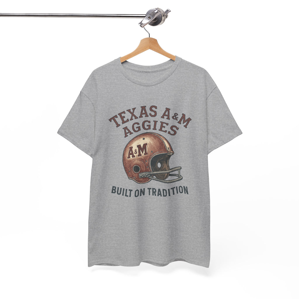 Texas A&M Aggies "Built on Tradition" T-Shirt — Vintage Football Game Day Tee
