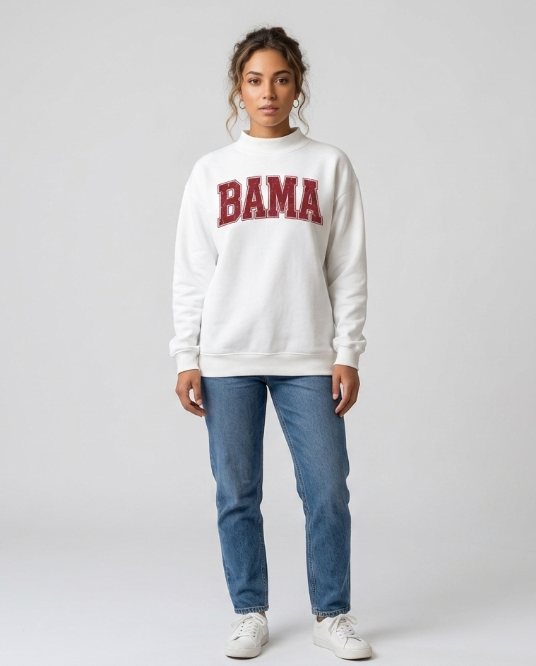 Alabama Essential Fleece Mock-Neck Crew Sweatshirt