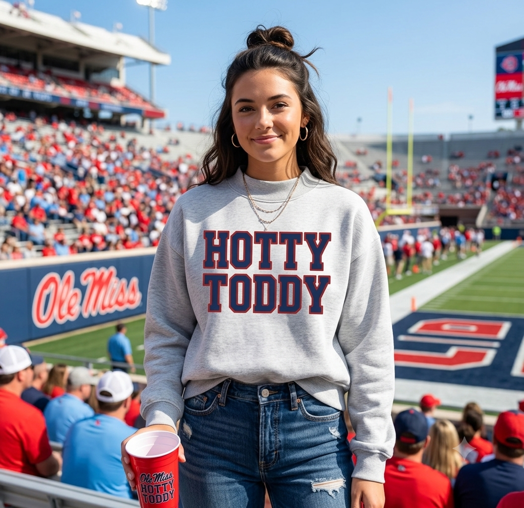 Ole Miss Hotty Toddy Game day Essential Fleece Mock-Neck Crew Sweatshirt